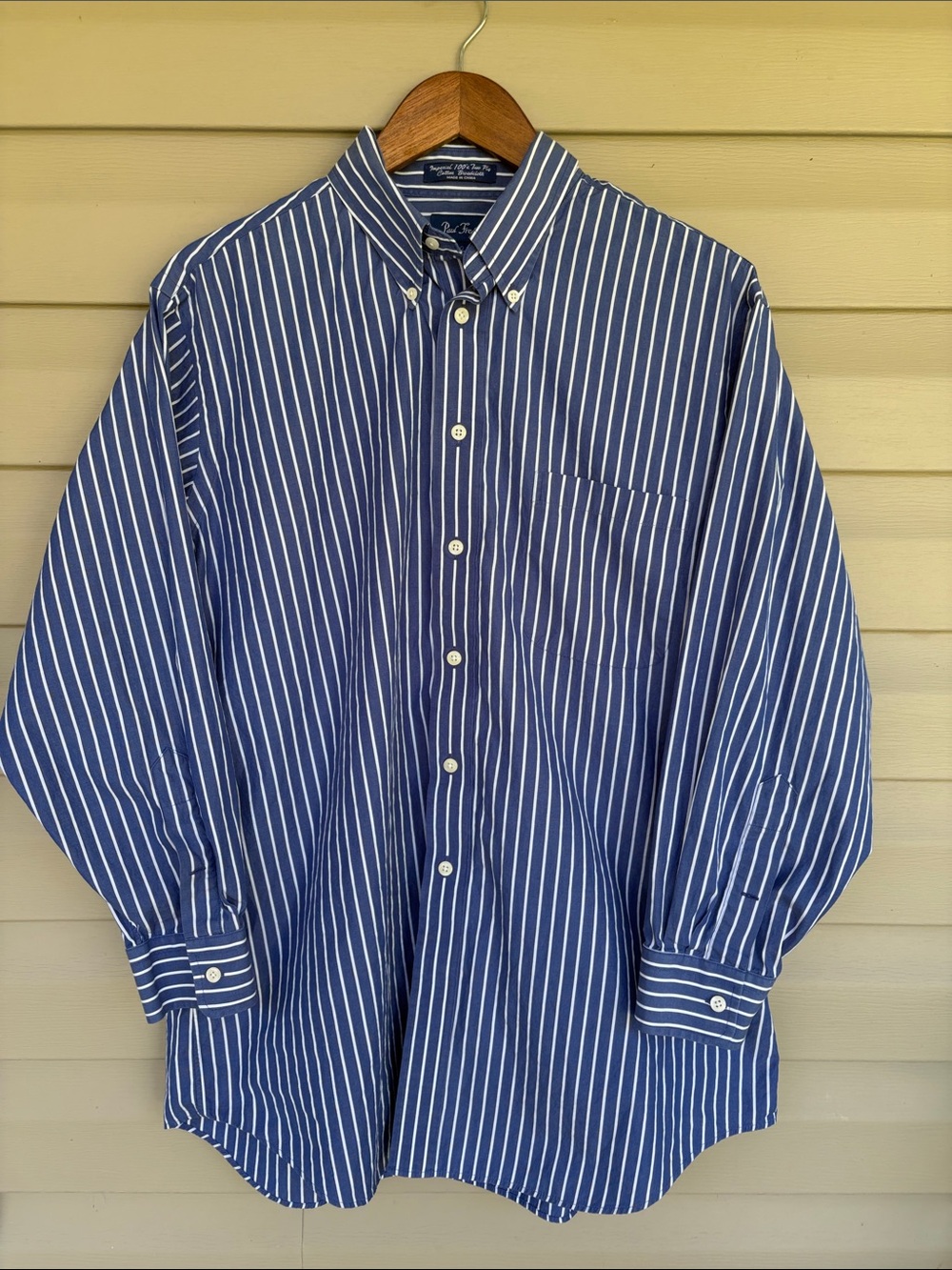 Paul Fredrick Imperial Two Ply Cotton Broadcloth Striped Button-Down Mens L
